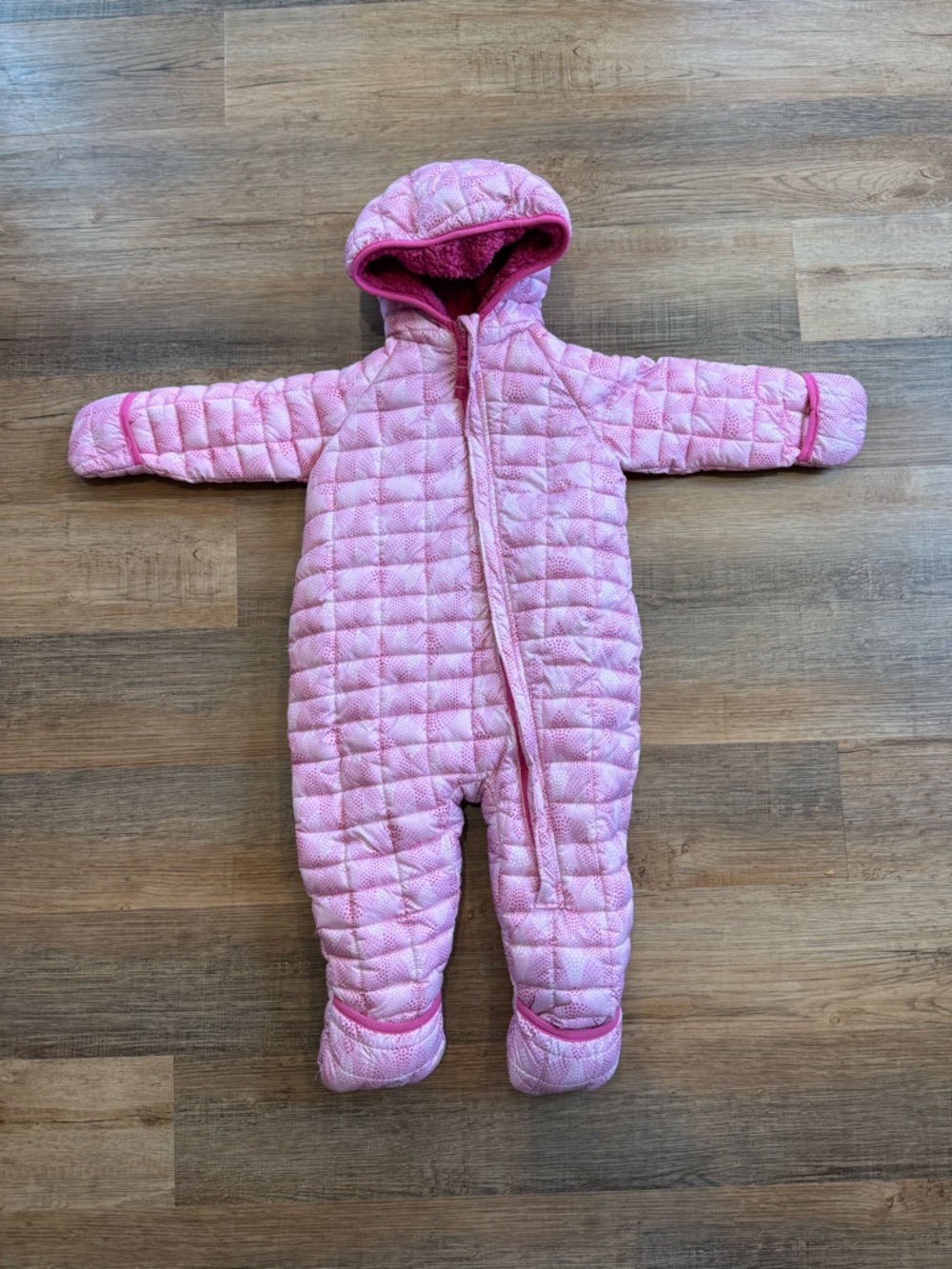 Snozu Pink Quilted Hooded One-Piece Bodysuit Size 24 months
